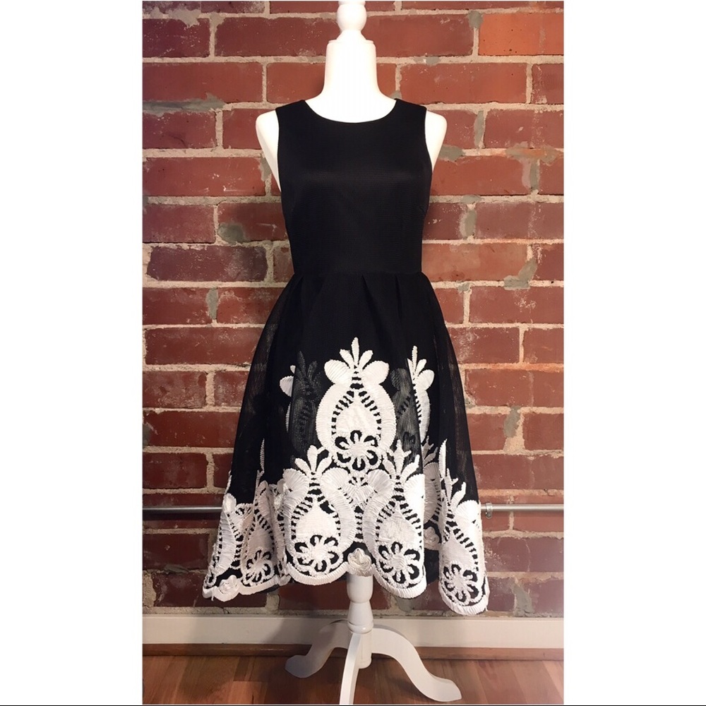 AKIRA Black Label Black White Fit Flare Cocktail